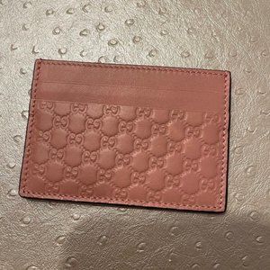 Authentic Pink Gucci Cardholder - Microguccissima